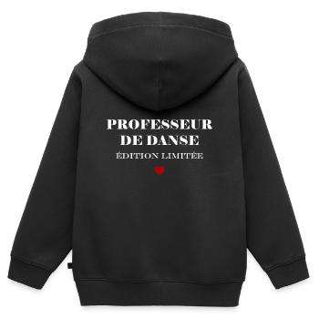 Professeur de danse - Sweat Premium à capuche zippé enfant bio - noir - Dos - AI Model Kid Male (0cm)