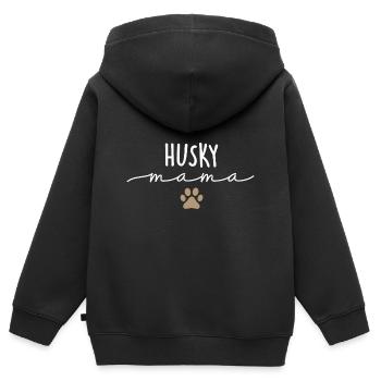 Husky Mama Husky Maman Amoureux des chiens Husky sibérien - Sweat Premium à capuche zippé enfant bio - noir - Dos - AI Model Kid Male (0cm)