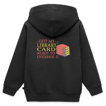 Ich Habe Meine Bibliothekskarte Bereit Für - Kinder Premium Organic Zip Hoodie - Schwarz - Hinten - AI Model Kid Male (0cm)