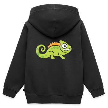 caméléon - Sweat Premium à capuche zippé enfant bio - noir - Dos - AI Model Kid Male (0cm)