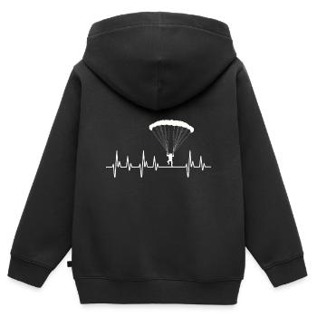Fallschirm Fallschirmsprung Shirt Herzschlag Mann - Kinder Premium Organic Zip Hoodie - Schwarz - Hinten - AI Model Kid Male (0cm)