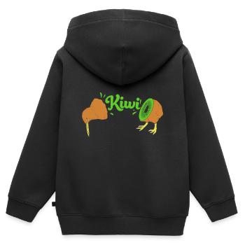 kiwi-oiseau kiwi - Sweat Premium à capuche zippé enfant bio - noir - Dos - AI Model Kid Male (0cm)