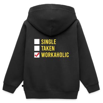 Lustige Workaholic Single Taken Workaholic Arbeits - Kinder Premium Organic Zip Hoodie - Schwarz - Hinten - AI Model Kid Male (0cm)
