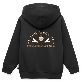 Cuisson du pain Boulangers Boulangers Cuisson du levain - Sweat Premium à capuche zippé enfant bio - noir - Dos - AI Model Kid Male (0cm)