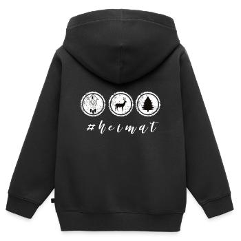 #HEIMAT - Kinder Premium Organic Zip Hoodie - Schwarz - Hinten - AI Model Kid Male (0cm)