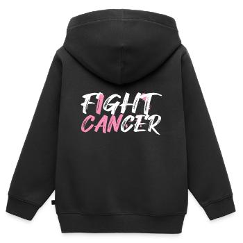 Bekämpfe Brustkrebs Rosa Schleife - Kinder Premium Organic Zip Hoodie - Schwarz - Hinten - AI Model Kid Male (0cm)