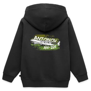 Antonov AN-225 avion fret aérien stratégique - Sweat Premium à capuche zippé enfant bio - noir - Dos - AI Model Kid Male (0cm)