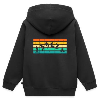 Retro Wakeboarder Wakeboard Wakeboarding - Sweat Premium à capuche zippé enfant bio - noir - Dos - AI Model Kid Male (0cm)