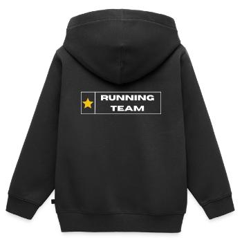 Équipe de course à pied - Sweat Premium à capuche zippé enfant bio - noir - Dos - AI Model Kid Male (0cm)