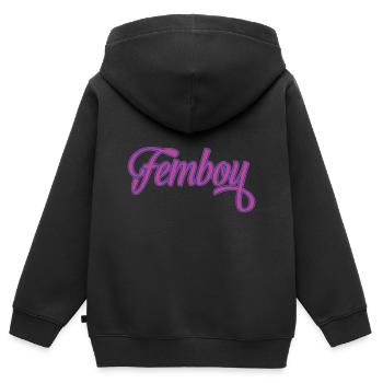 Femboy Logo Cross Dressing Motiv Geschenk Feminin - Kinder Premium Organic Zip Hoodie - Schwarz - Hinten - AI Model Kid Male (0cm)