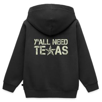 Ihr alle braucht Texas - Kinder Premium Organic Zip Hoodie - Schwarz - Hinten - AI Model Kid Male (0cm)