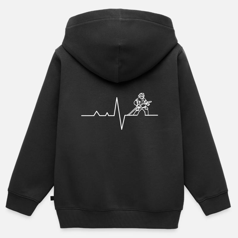 Battement de cœur des pompiers - Sweat Premium à capuche zippé enfant bio - noir