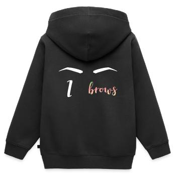 Microblading Artist I sourcils maquillage cosmétique - Sweat Premium à capuche zippé enfant bio - noir - Dos - AI Model Kid Male (0cm)