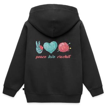 Häkeln - Kinder Premium Organic Zip Hoodie - Schwarz - Hinten - AI Model Kid Male (0cm)