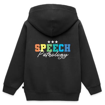 Speech Therapist Speech Therapy Speech Therapist - Kids Premium Organic Zip-up Hoodie - black - Back - AI Model Kid Male (0cm)
