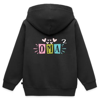 Oma hoch Zwei - Kinder Premium Organic Zip Hoodie - Schwarz - Hinten - AI Model Kid Male (0cm)