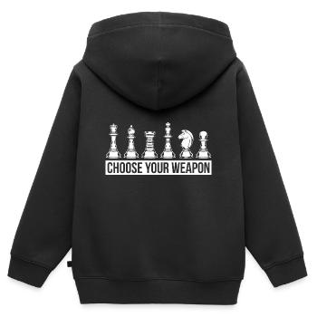 Schachmatt Brettspiel Schach - Kinder Premium Organic Zip Hoodie - Schwarz - Hinten - AI Model Kid Male (0cm)