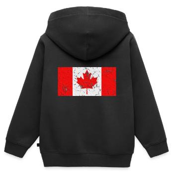 Kanada - Kinder Premium Organic Zip Hoodie - Schwarz - Hinten - AI Model Kid Male (0cm)