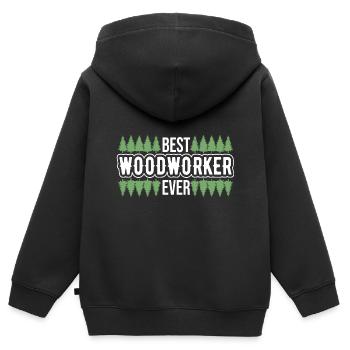 Bûcheron Bûcheron Tronçonneuse - Sweat Premium à capuche zippé enfant bio - noir - Dos - AI Model Kid Male (0cm)