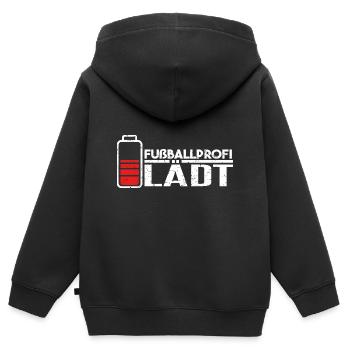 Fußballprofi Lädt - Kinder Premium Organic Zip Hoodie - Schwarz - Hinten - AI Model Kid Male (0cm)