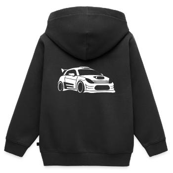 Rallye-Fahrzeug - Kinder Premium Organic Zip Hoodie - Schwarz - Hinten - AI Model Kid Male (0cm)
