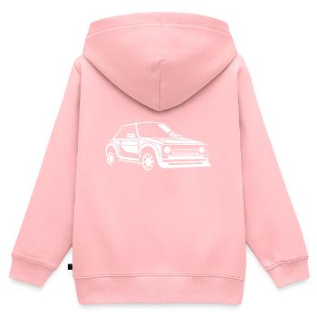 Rallye-Fahrzeug - Kinder Premium Organic Zip Hoodie - Rosa - Hinten - AI Model Kid Female (0cm)