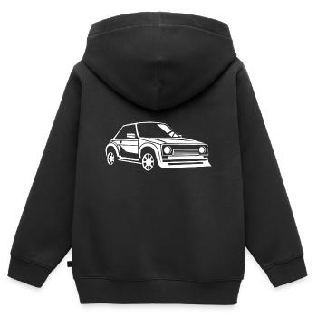 Rallye-Fahrzeug - Kinder Premium Organic Zip Hoodie - Schwarz - Hinten - AI Model Kid Male (0cm)