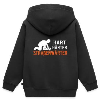 Hart Härter Straßenwärter Geschenk Chausseewärter - Kinder Premium Organic Zip Hoodie - Schwarz - Hinten - AI Model Kid Male (0cm)