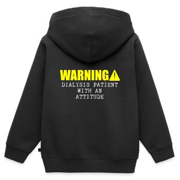 Warning Dialysis Patient With An Attitude 3 - Kinder Premium Organic Zip Hoodie - Schwarz - Hinten - AI Model Kid Male (0cm)
