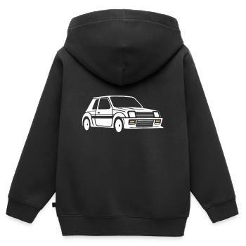Rallye-Fahrzeug - Kinder Premium Organic Zip Hoodie - Schwarz - Hinten - AI Model Kid Male (0cm)