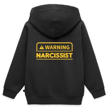 Lustiger Narzisst Gefahr Besessen Störung Sarkasti - Kinder Premium Organic Zip Hoodie - Schwarz - Hinten - AI Model Kid Male (0cm)