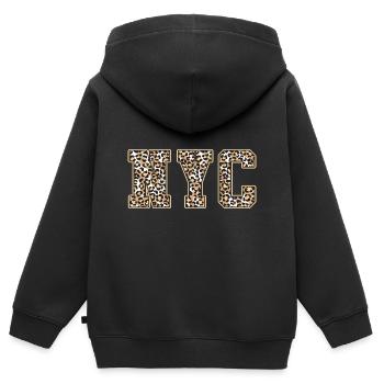 New York Leo Muster - Kinder Premium Organic Zip Hoodie - Schwarz - Hinten - AI Model Kid Male (0cm)