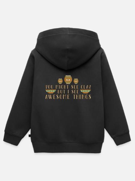 Aardewerk Aardewerk Keramiek - Kinder Premium zip hoodie biologisch - zwart