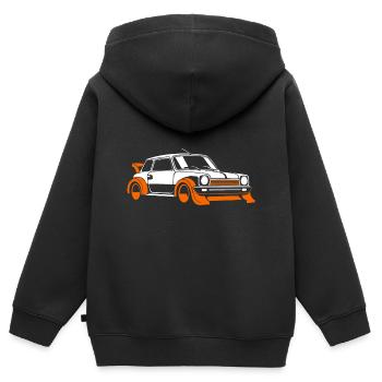 Rallye-Fahrzeug - Kinder Premium Organic Zip Hoodie - Schwarz - Hinten - AI Model Kid Male (0cm)