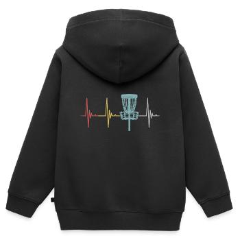 Disc Golf Retro Herzschlag Geschenk Frisbee Spiele - Kinder Premium Organic Zip Hoodie - Schwarz - Hinten - AI Model Kid Male (0cm)