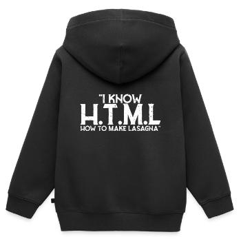 Ich weiß HTML Wie man Lasagne macht - Kinder Premium Organic Zip Hoodie - Schwarz - Hinten - AI Model Kid Male (0cm)