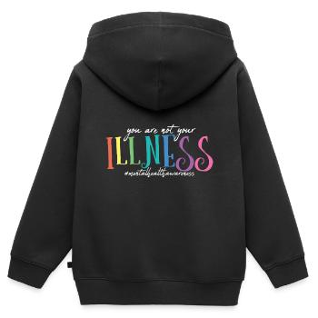 Santé mentale Mentale Gesundheit - Sweat Premium à capuche zippé enfant bio - noir - Dos - AI Model Kid Male (0cm)