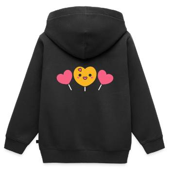 candy - Kids Premium Organic Zip-up Hoodie - black - Back - AI Model Kid Male (0cm)