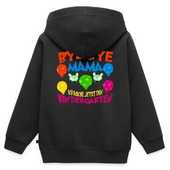 Tschüss Mama ich gehe jetzt in den KIndergarten - Kinder Premium Organic Zip Hoodie - Schwarz - Hinten - AI Model Kid Male (0cm)