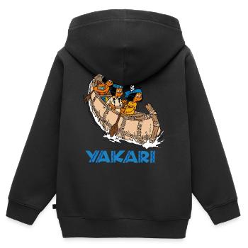 Yakari mit Kanu - Kinder Premium Organic Zip Hoodie - Schwarz - Hinten - AI Model Kid Male (0cm)