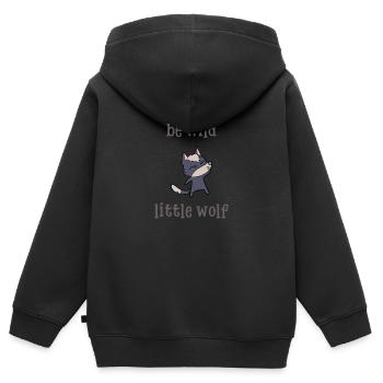 Feenpatin segenssegen: Sei wilder kleiner Wolf - Kinder Premium Organic Zip Hoodie - Schwarz - Hinten - AI Model Kid Male (0cm)