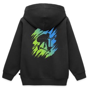 Stunt Scooter Tricks Roller Stuntroller Tretroller - Kinder Premium Organic Zip Hoodie - Schwarz - Hinten - AI Model Kid Male (0cm)