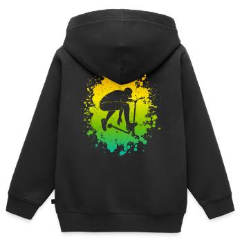 Stunt Scooter Tricks Stuntroller Roller Tretroller - Kinder Premium Organic Zip Hoodie - Schwarz - Hinten - AI Model Kid Male (0cm)