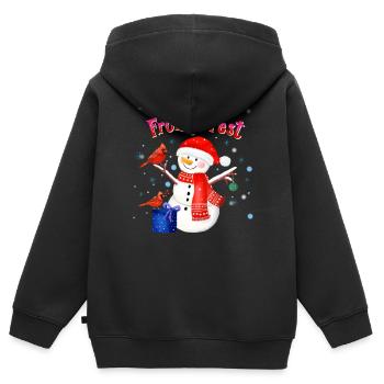 Snowman wishes Merry Christmas - Kids Premium Organic Zip-up Hoodie - black - Back - AI Model Kid Male (0cm)