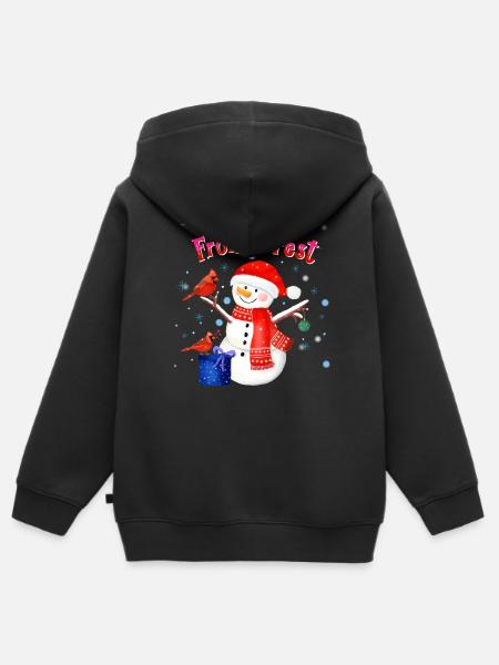Snowman wishes Merry Christmas - Kids Premium Organic Zip-up Hoodie - black