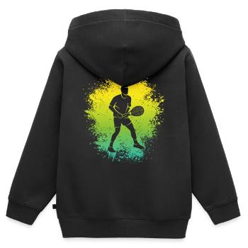 Tennis Tennistrainer Jungen Kinder Tennisspieler - Kinder Premium Organic Zip Hoodie - Schwarz - Hinten - AI Model Kid Male (0cm)