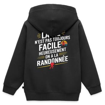 Zum Glück wandern wir ihn - Kinder Premium Organic Zip Hoodie - Schwarz - Hinten - AI Model Kid Male (0cm)