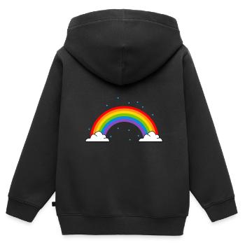 Regenbogen - Kinder Premium Organic Zip Hoodie - Schwarz - Hinten - AI Model Kid Male (0cm)