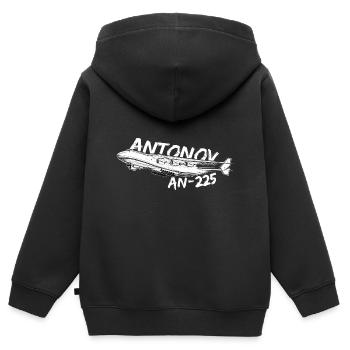 Antonov AN-225 avion fret aérien stratégique - Sweat Premium à capuche zippé enfant bio - noir - Dos - AI Model Kid Male (0cm)