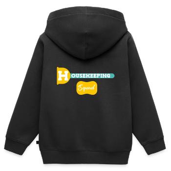 Femme de ménage Ménage - Sweat Premium à capuche zippé enfant bio - noir - Dos - AI Model Kid Male (0cm)